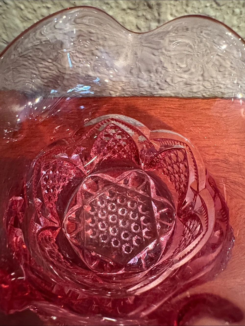 Fenton Pink (sometimes looks purple) Vintage Glass Basket with Ruffled Edge